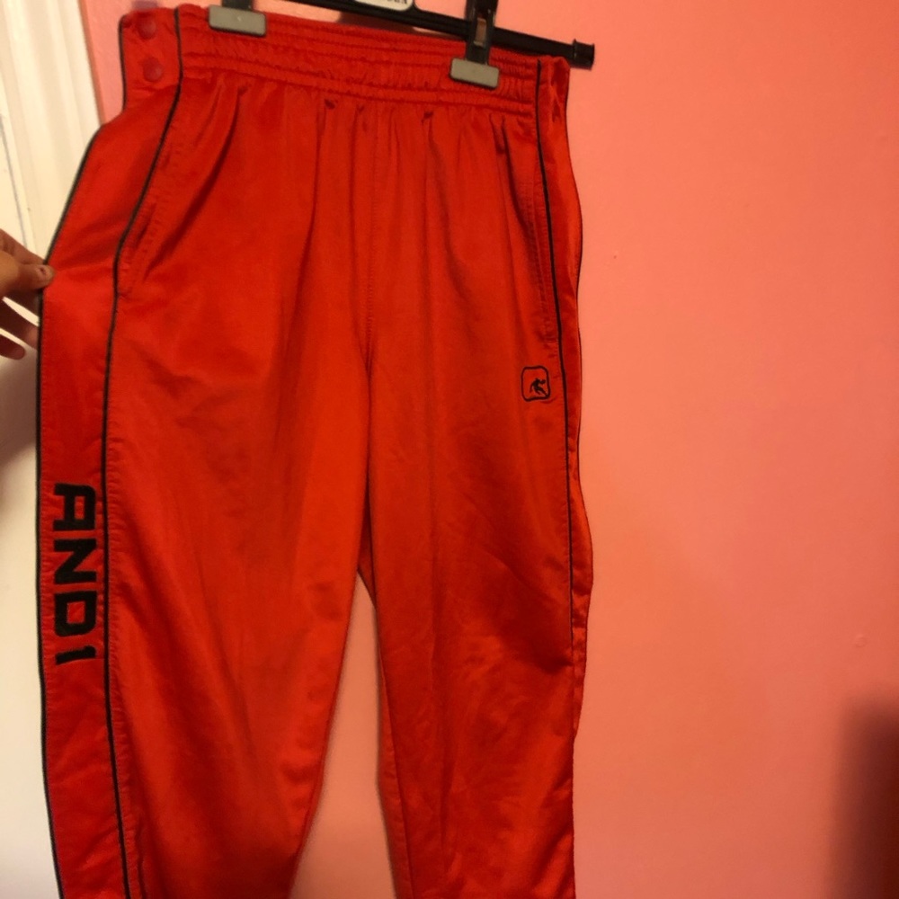 AND1 Red Tear away Sweatpants